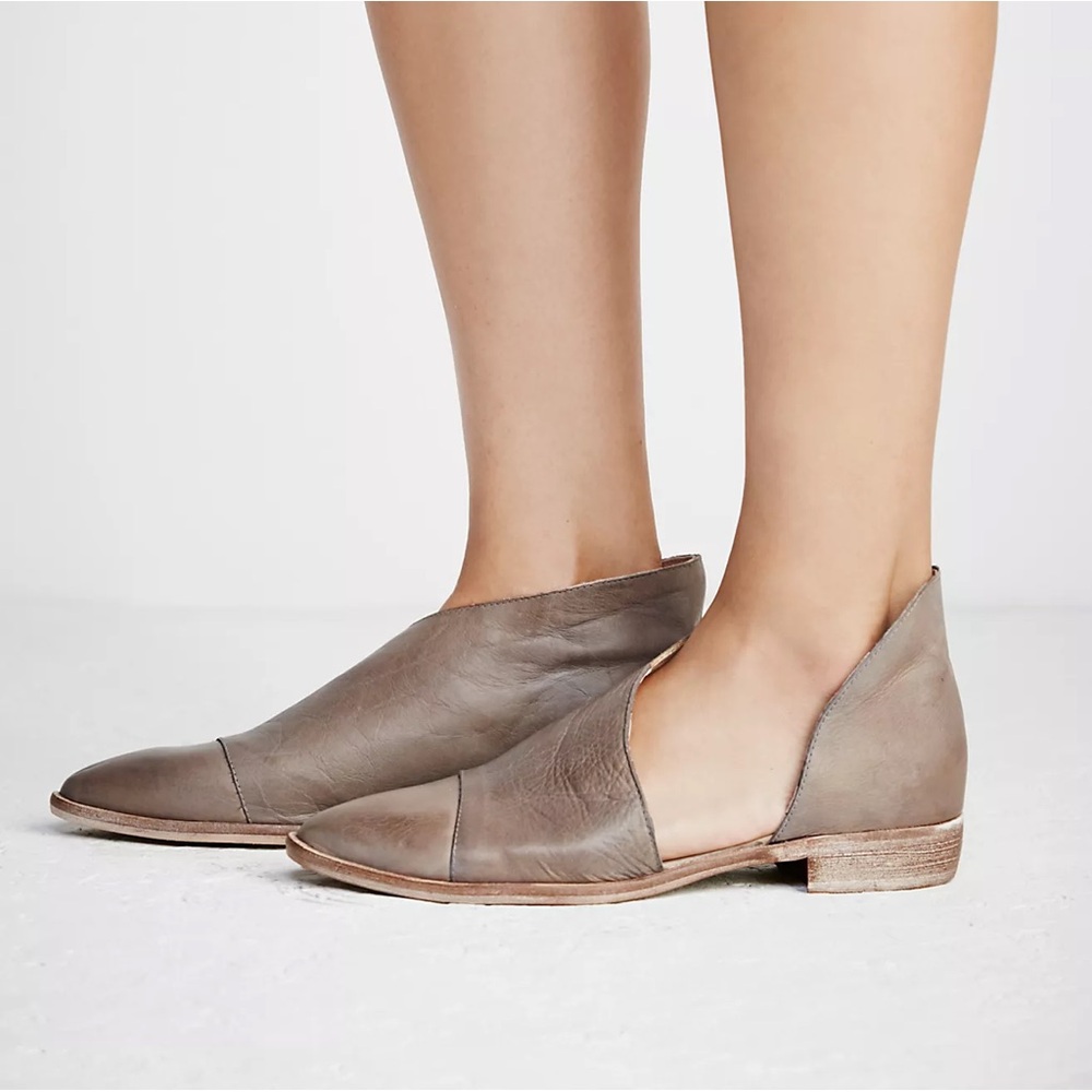 Free People Royale Flats Gray Size 7.5 Pointed Toe Leather Made in Spain - Picture 4 of 10